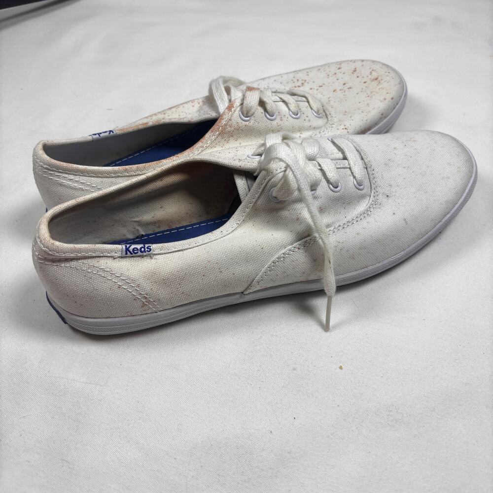 Vintage 80s Keds Champion White Canvas Sneakers Blue Label Deadstock Unworn 8.5 - Picture 4 of 11